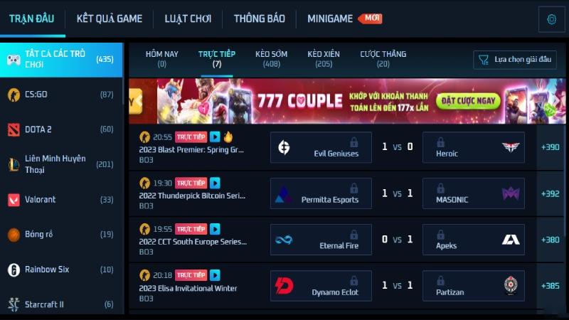 Đặt cược Esports tại BK8 