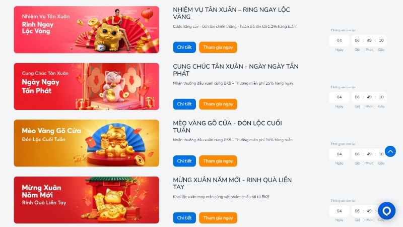 Chuỗi các khuyến mãi Slot Game